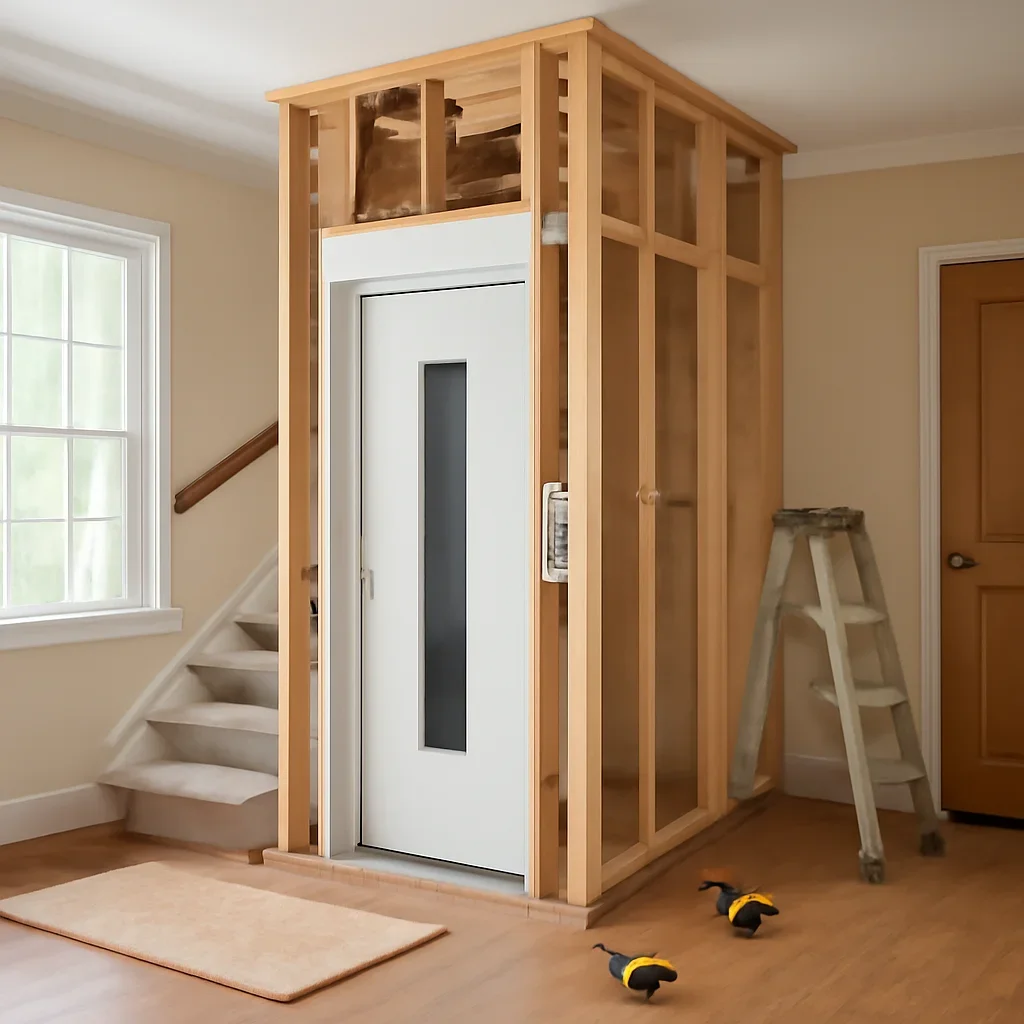 Retrofit home elevator planning concept for an existing house