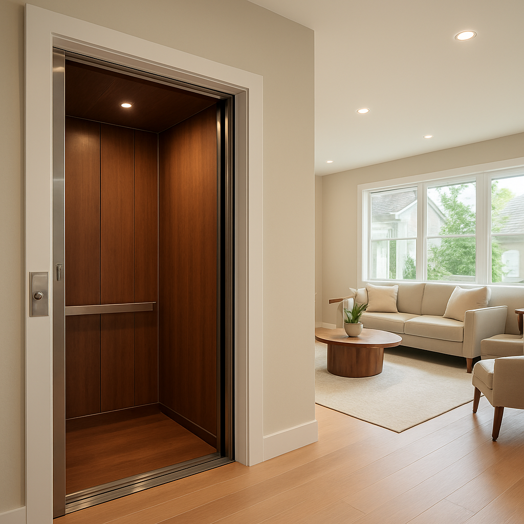 Modern home elevator in an Alberta residential property