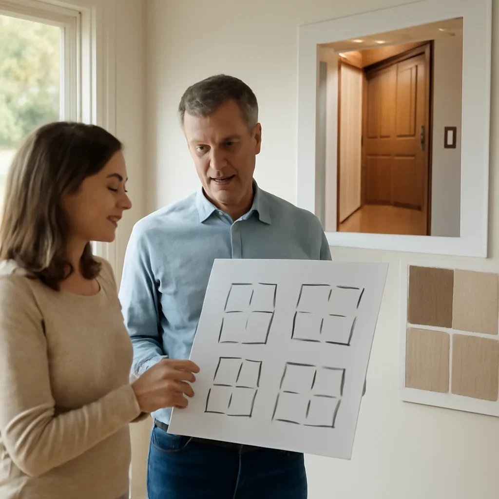 Homeowner reviewing options related to home elevator alternatives