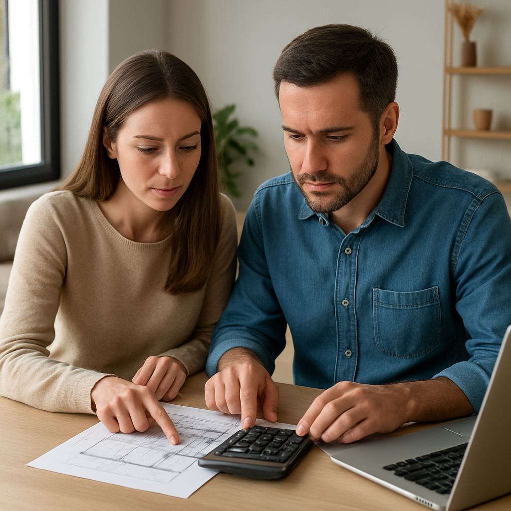 Homeowners reviewing home elevator cost and project comparison details