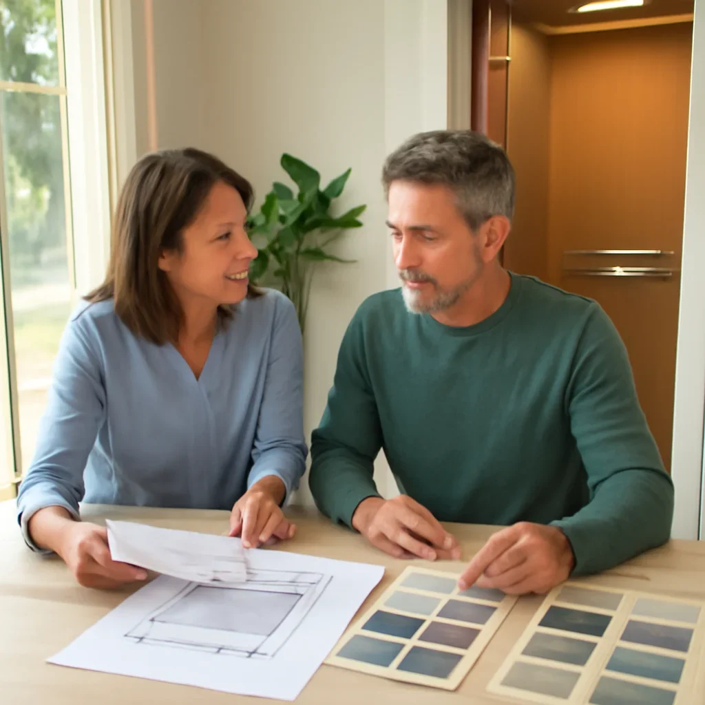 Homeowner reviewing options related to home elevator cost