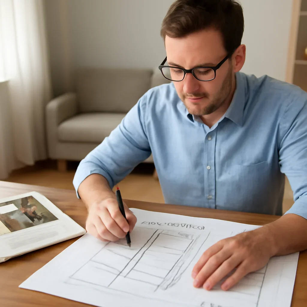 Homeowner turning article research into a home elevator plan