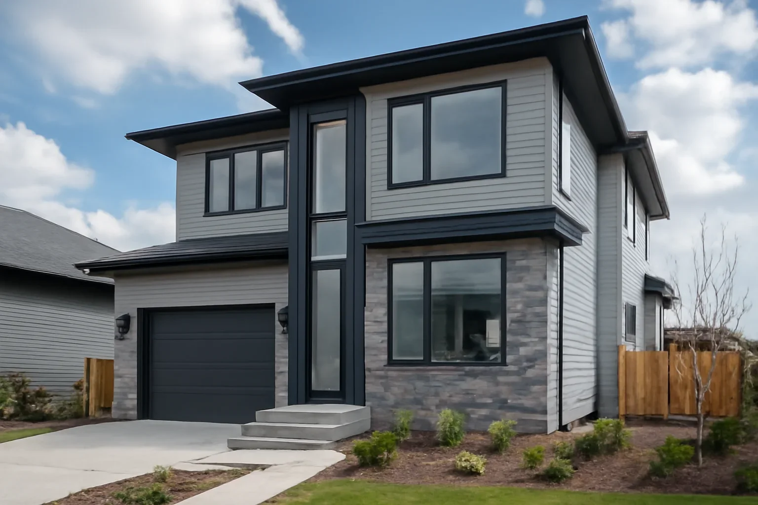 Modern residential home in Alberta planned for a home elevator
