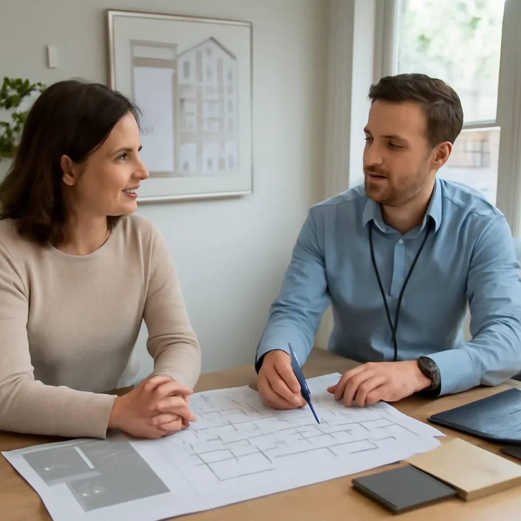 Home elevator planning conversation for a homeowner in Canada