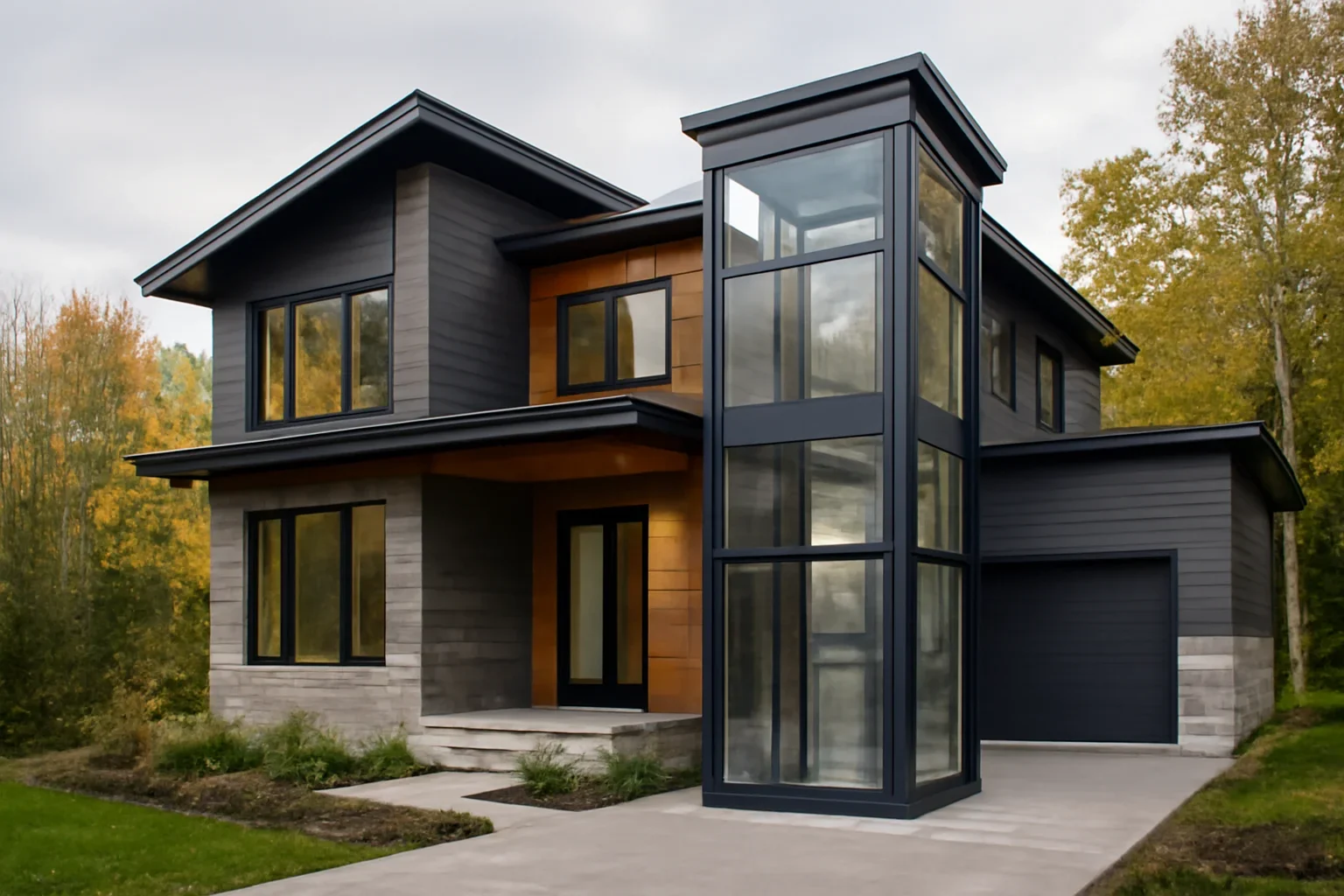 Modern residential home in Cantley planned for a home elevator