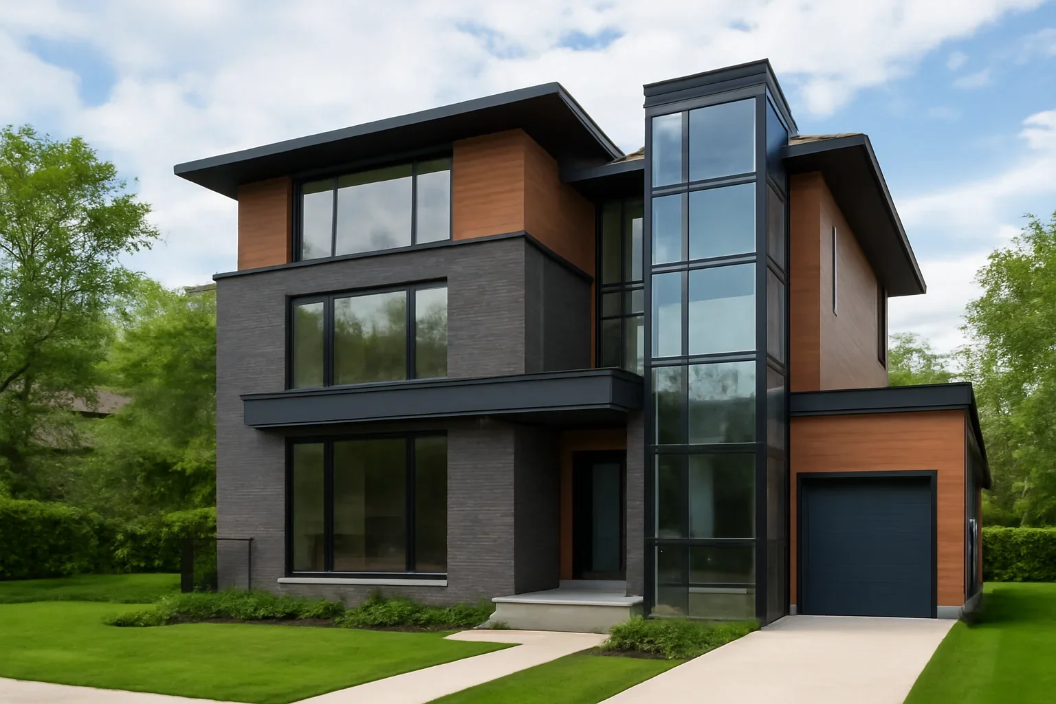 Modern residential home in Ontario planned for a home elevator