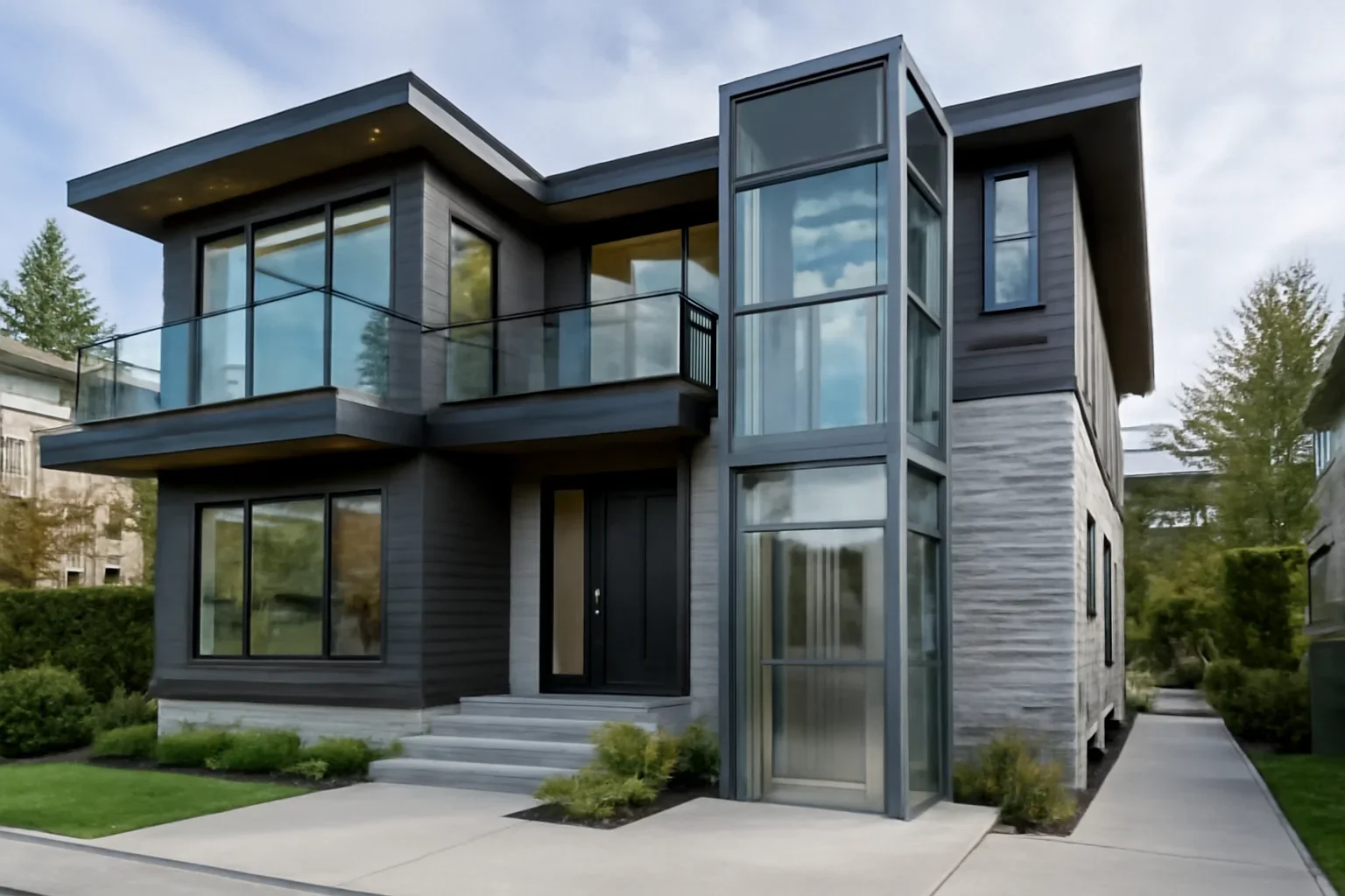 Modern residential home in Vancouver planned for a home elevator