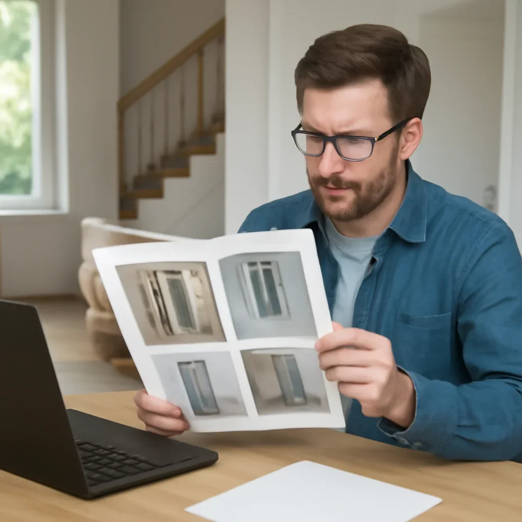 Homeowner reviewing elevator options for indoor home elevators