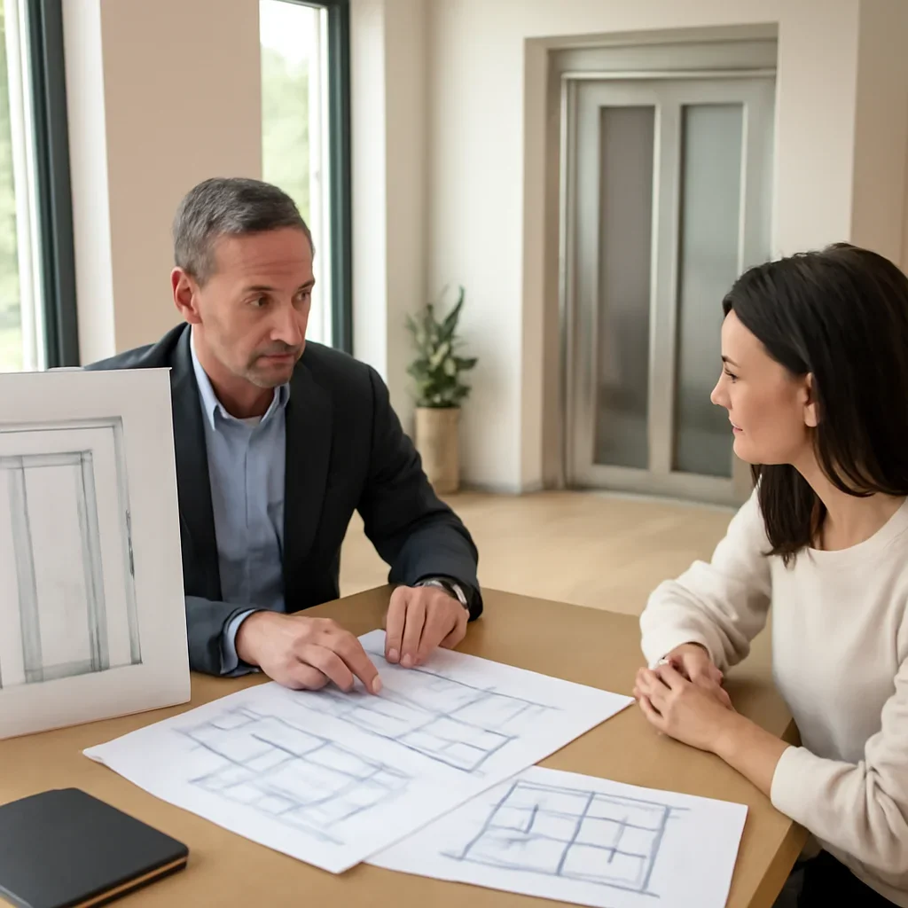 Residential elevator planning discussion for indoor home elevators