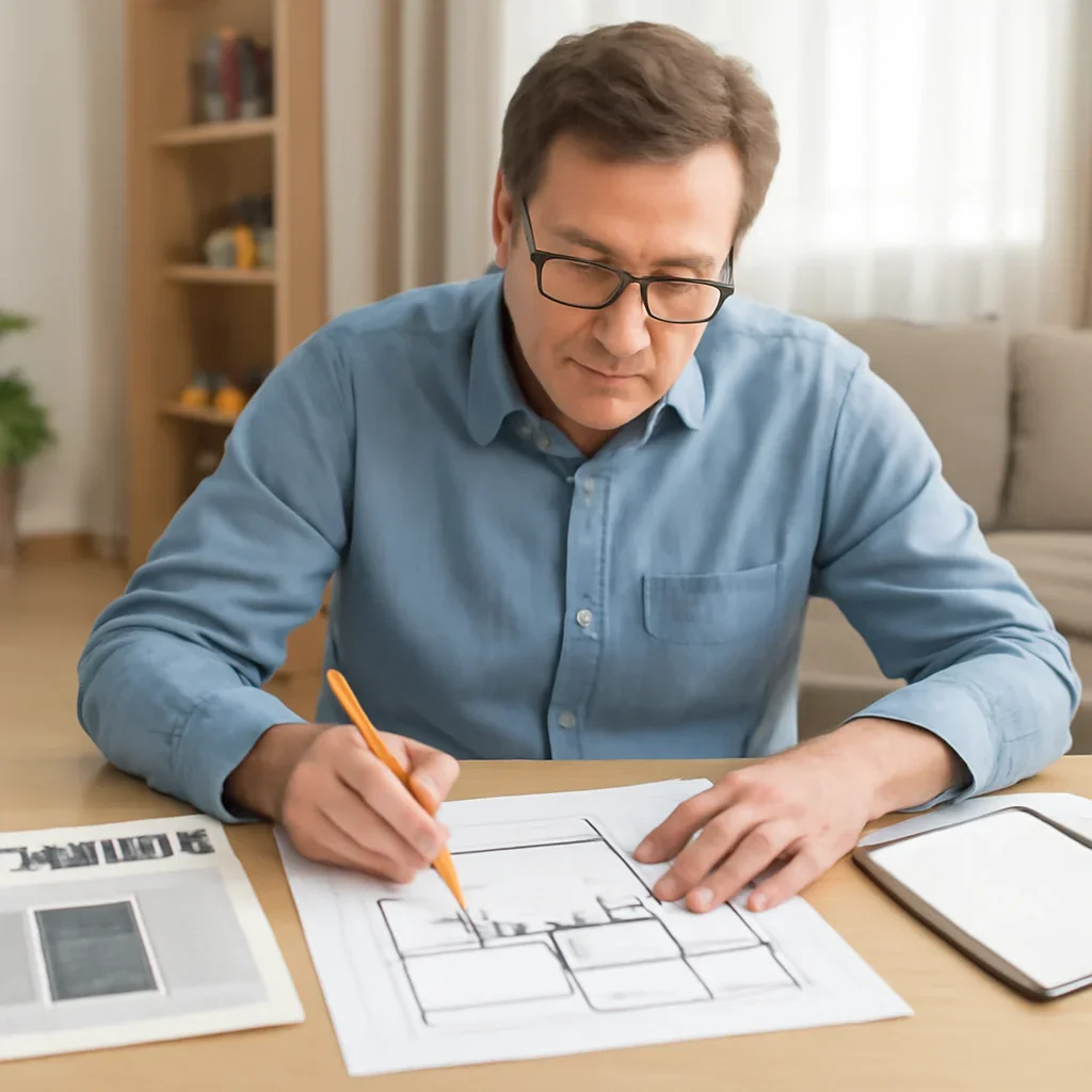 Homeowner turning article research into a home elevator plan