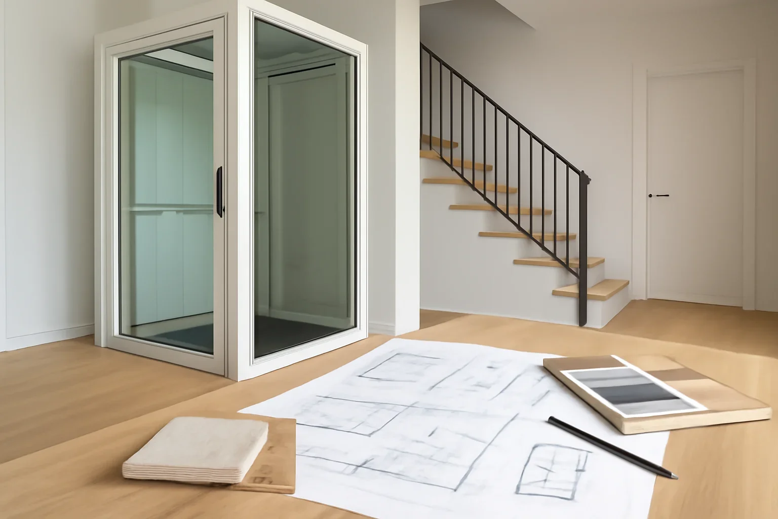 Residential elevator solution overview with planning materials