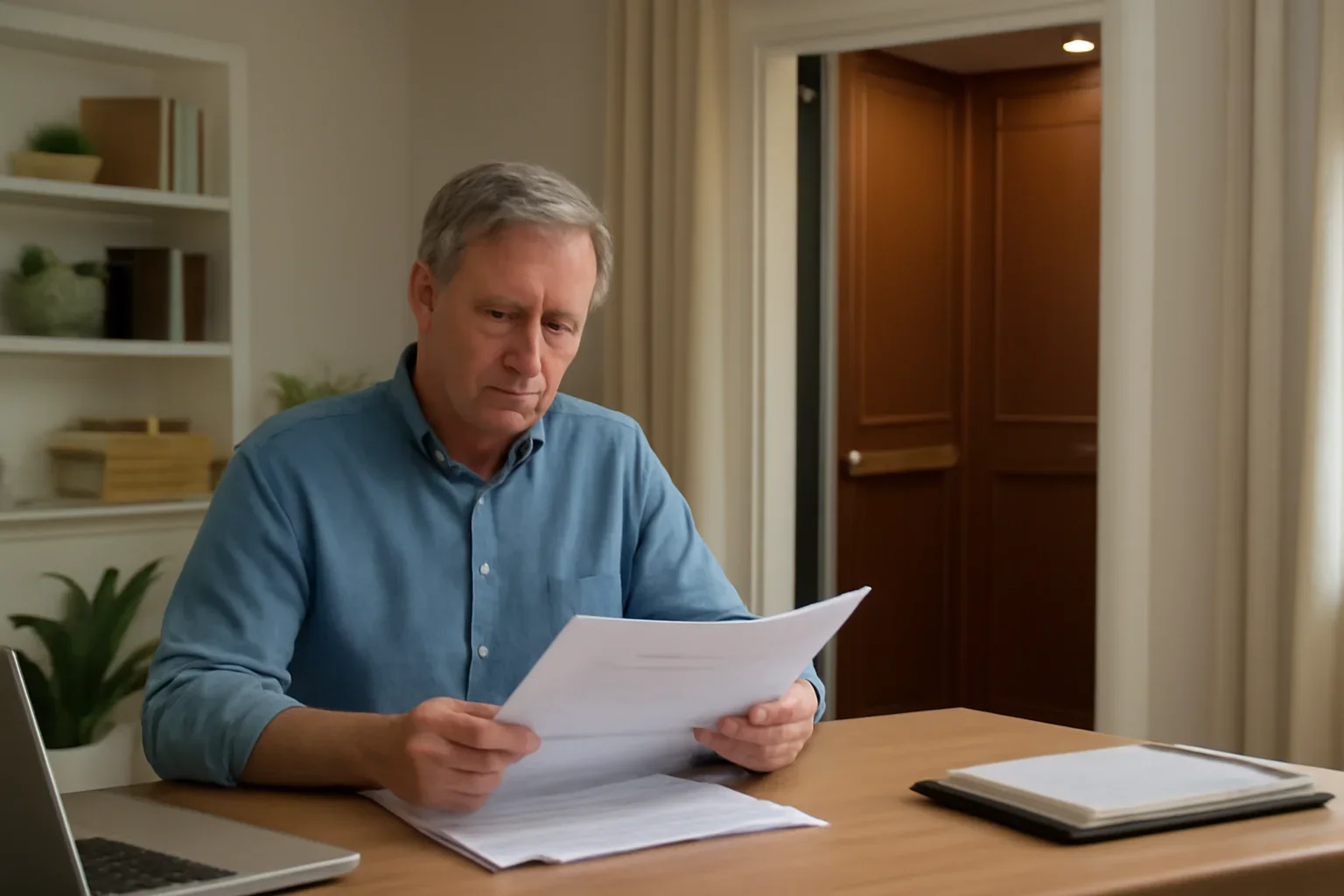 Homeowner reviewing documents for warranty