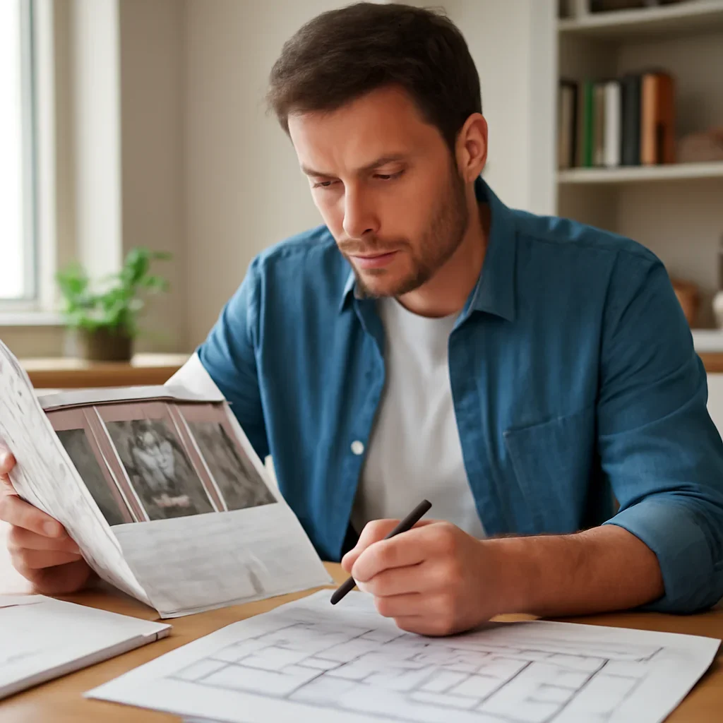 Homeowner turning article research into a home elevator plan